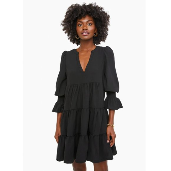 Pomander Place | Black Crepe Kenzo Relaxed Fit Long Sleeve Mini Dress Size S - Picture 2 of 12